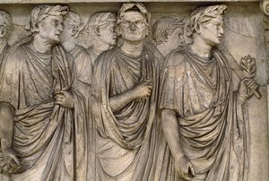 Ara Pacis Augustae, a free-standing altar of group of widows, magistrates, priests