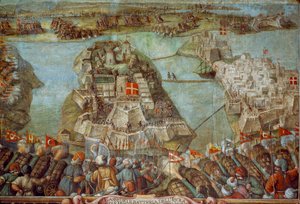 Fresco portraying the 1565 Turkish siege of Malta by James L Stanfield