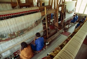 Women Working at a Large Carpet-Weaving Loom, Kotel, Bulgaria