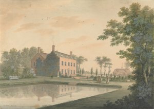 South View of a House at Ringmer with Gardeners at Work by James Lambert  of Lewes