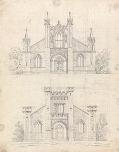 Preparatory drawing for Designs 12 and 13, Plate 10 of A Collection of Designs for Rural Retreats by James Malton