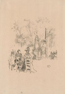 Conversation under the Statue, Luxembourg Gardens by James Abbott McNeill Whistler