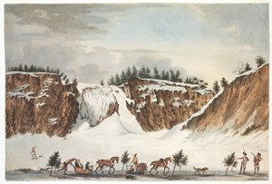 A Winter View of the Falls of Montmorenci from the Road on the Ice fronting it, taken 12th April 1781, engraved by John Wells