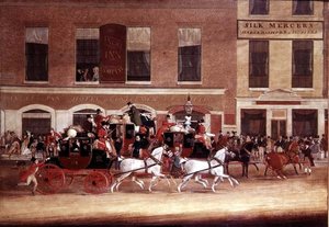 Royal Mail Coaches Leaving the Angel Inn