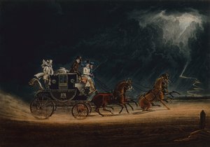 The Mail Coach in a Thunderstorm on Newmarket Heath by James Pollard
