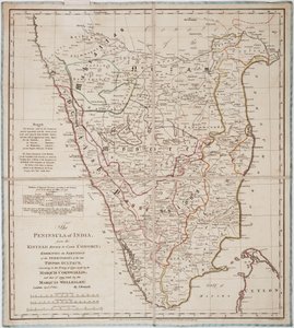 The Peninsula of India from the Kistnah River to Cape Comorin by James Rennell
