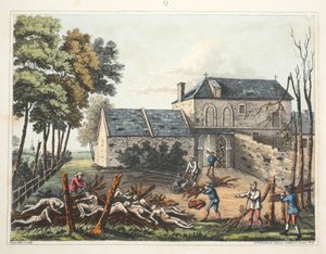 Chateau of Hougoumont: Shows the Dead Being Buried After the Battle
