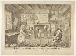 Razors Levée, or Ye Heads of a New Wig Administration on a Broad Bottom, April 21, 1783