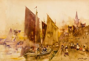 Ferry Fishing Boats at the Quayside, Montrose by James Watterston Herald