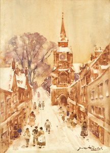 Winter Street Scene by James Watterston Herald