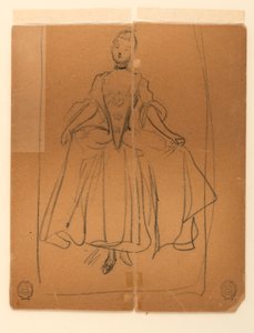Sketch of Woman in Period Costume by James Wells Champney