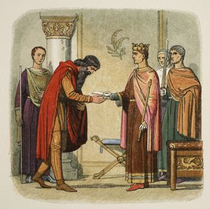 Henry authorises Dermod to levy forces, 1170, from A Chronicle of England BC 55 to AD 1485, pub. London, 1863 by James William Edmund Doyle