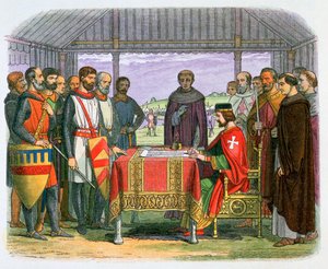 Illustration of King John Signing the Magna Carta, 19th century
