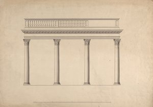 Cobham Hall, Kent: Elevation of Colonnade with Balustraded Parapet by James Wyatt