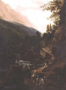 Muleteers on a Mountain Path by a Torrent