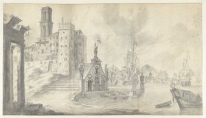 Harbor View in a City on the Mediterranean Sea by Jan Abrahamsz. Beerstraten