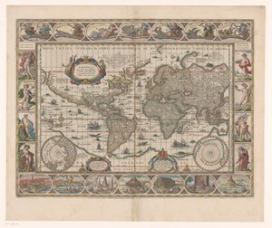 World Map with Decorative Borders by Jan Aertse van den Ende