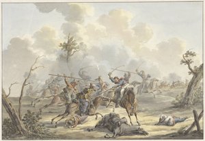 Attack Between Crimean Cossacks and French Horse Artillery by Jan Anthonie Langendijk Dzn