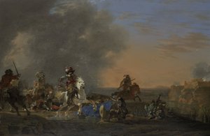 Cavalry Attack at Sunset by Jan Asselijn