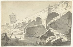 Ponte Molle in Rome (?) by Jan Asselijn