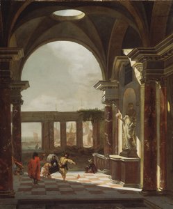 Architectural capriccio with oriental figures
