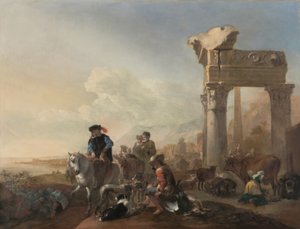 Hunters Near the Ruins by Jan Baptist Weenix