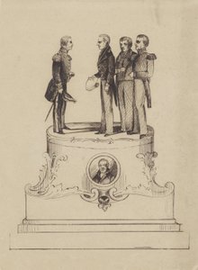 Design for Monument for 50 Years of Independence of the Kingdom of the Netherlands in 1863 by Jan Bos