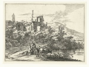 Two Cows by the Water at Tivoli (Landscapes in the Vicinity of Rome)
