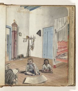 Bedroom with Son Jantje and Bietja, an Enslaved Girl by Jan Brandes