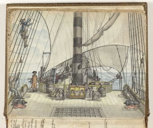 The Deck of a Dutch East Company Ship by Jan Brandes