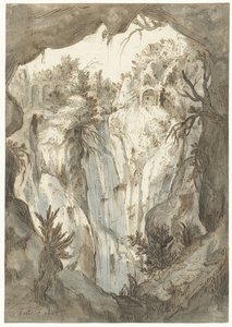 Waterfall of Tivoli Seen from a Cave by Jan Brueghel (I) (attributed to)