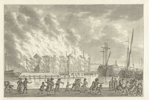 Fire in the National Naval Warehouse, 1791 by Jan Bulthuis (signed by artist)
