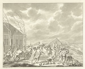 The Flooding of the Diemerzeedijk near Amsterdam, 1776 by Jan Bulthuis (signed by artist)