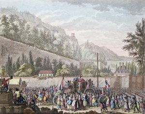 The women of Les Halles at Auteuil when bringing the French royal family to Paris from Versailles on 6 October 1789 by Jan Bulthuis