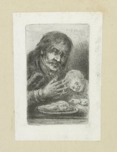 Man and Child at the Dining Table (The Compleat Work of Etchings by John Chalon) by Jan Chalon