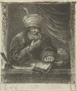 Man with Turban at a Writing Desk by Jan Chalon