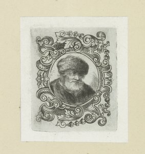 Old Man with Fur Hat in Ornamental Border