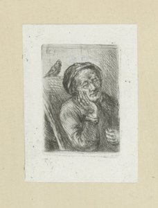 Sleeping Old Man with Bird (The Compleat Work of Etchings by John Chalon) by Jan Chalon