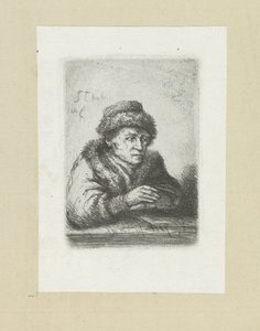Adult Man at a Table, in Fur Coat (The Compleat Work of Etchings by John Chalon)