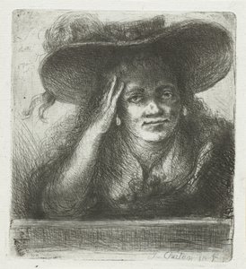 Woman with Large Round Hat by Jan Chalon