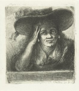 Woman with Large Round Hat by Jan Chalon
