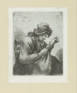 Woman with Needle and Thread by Jan Chalon