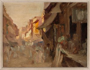 Agra - Street Market in the Evening. From a Journey to India by Jan Ciągliński