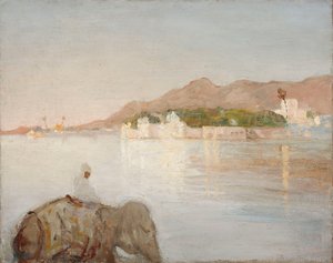 Palace of the Maharajas by Lake Udaipur. From a Journey to India