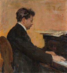 Portrait of Józef Hofmann at the Piano by Jan Ciągliński