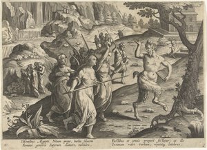 Women Chasing Away a Satyr by Jan Collaert (II)