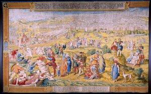 Flemish Tapestry. Series The Conquest of Tunis: The Plunder of Tunis. Cartoonist Jan Cornelisz Vermeyen. Atelier Willem de Pannemaker, Brussels. Ca 1545