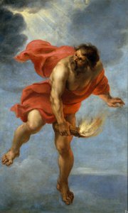 Prometheus carrying fire by Jan Cossiers