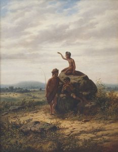 An extensive Indonesian landscape with young cowherds by Jan Daniel Beynon