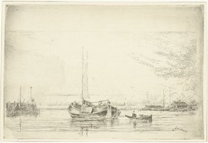 River View with Boat and Rowboat by Jan Daniël Cornelis Carel Willem baron de Constant Rebecque